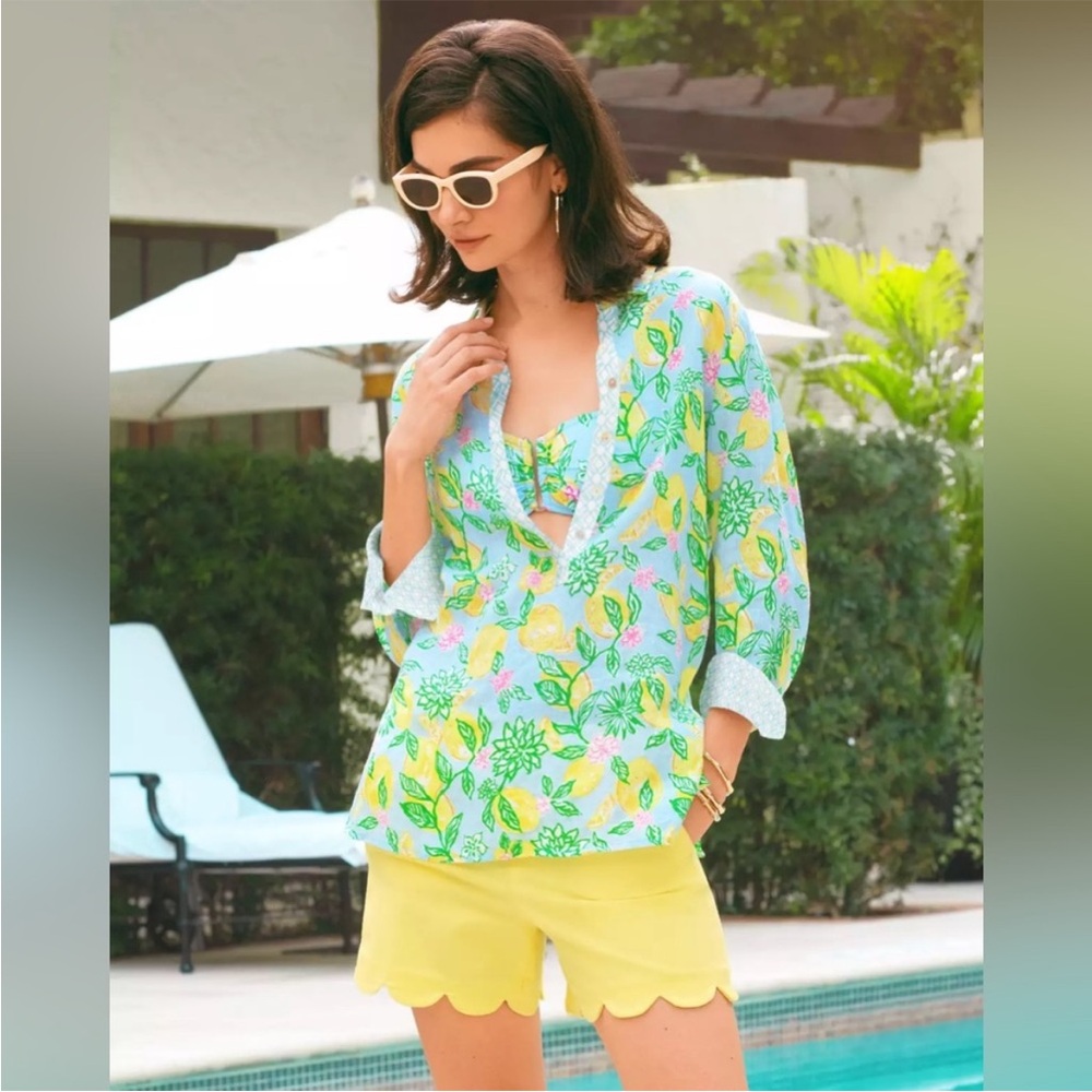 Lilly Pulitzer NWT Riverlyn Pieced Print Tunic $158 Bluette Make Lemonade XL